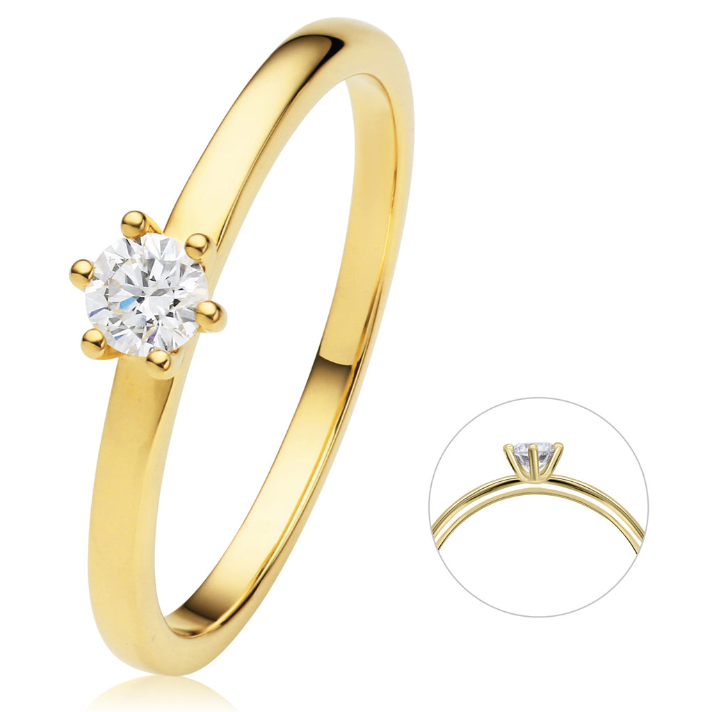 0.2 ct Diamant Brillant Ring aus 750er Gelbgold von ONE ELEMENT – Bild 1