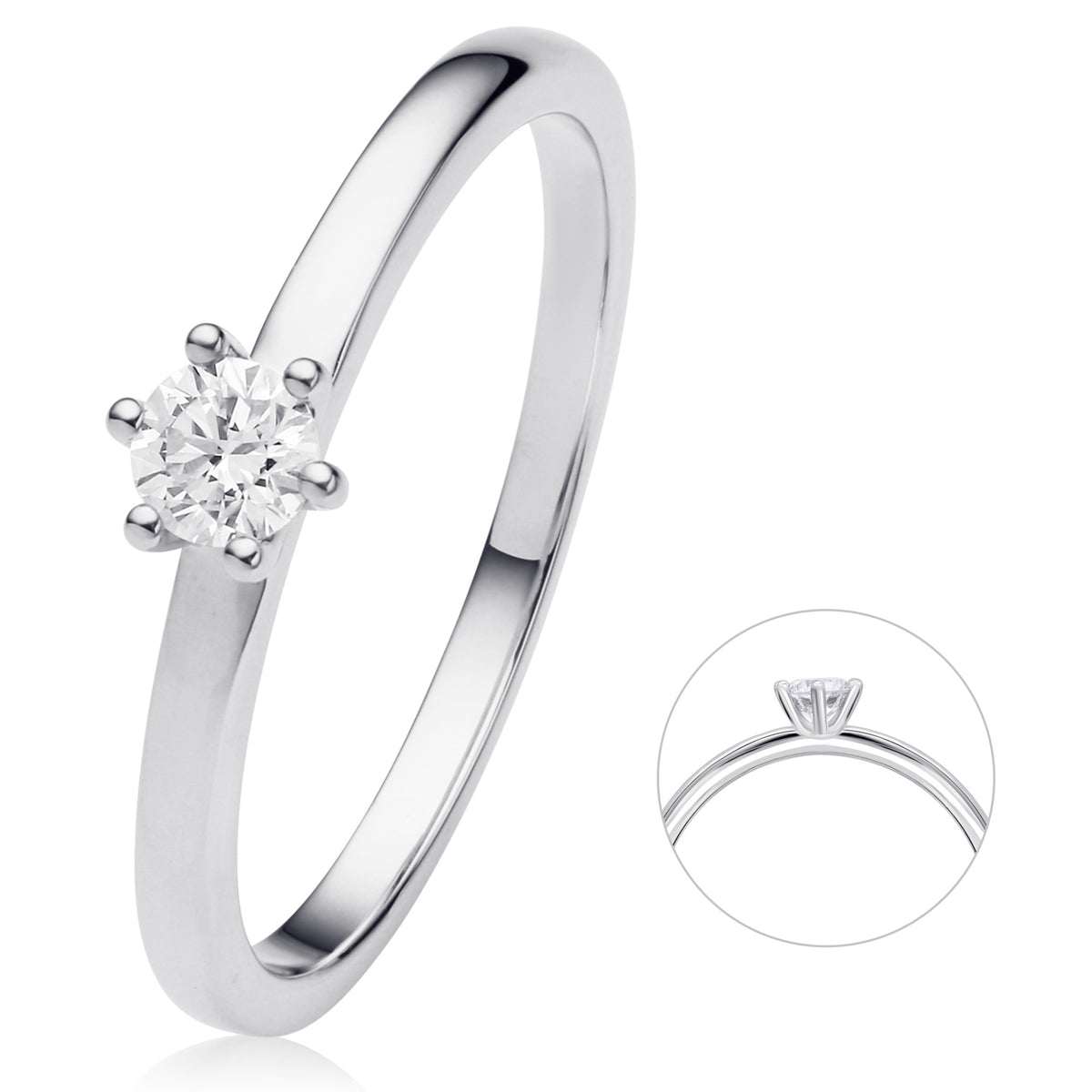 0.2 ct Diamant Brillant Ring aus 585er Weißgold von ONE ELEMENT – Bild 1