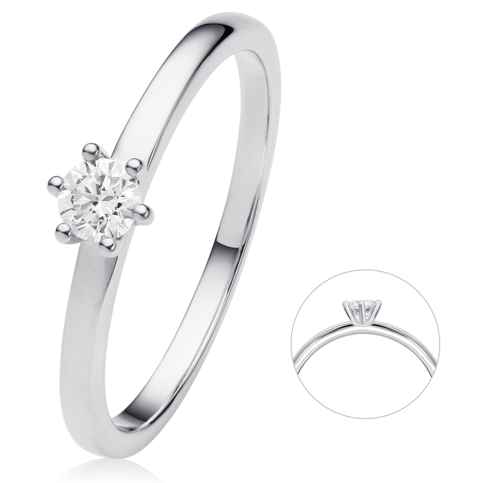 0.2 ct Diamant Brillant Ring aus 750er Weißgold von ONE ELEMENT – Bild 1