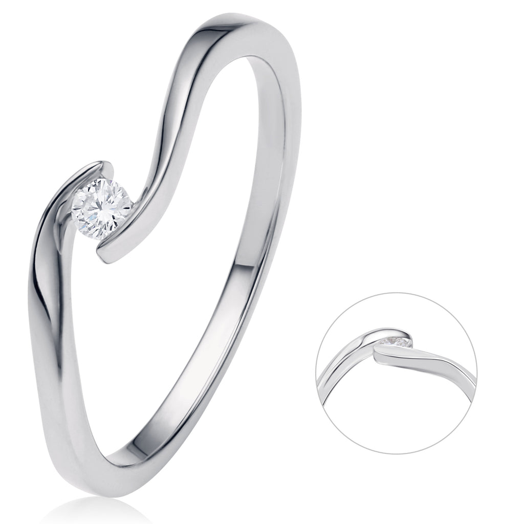 0,05 ct Diamant Brillant Spannfassung Ring aus 750er Weißgold von ONE ELEMENT – Bild 1