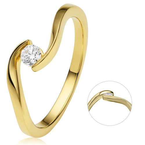 0,10 ct Diamant Brillant Spannfassung Ring aus 585er Gelbgold von ONE ELEMENT – Bild 1