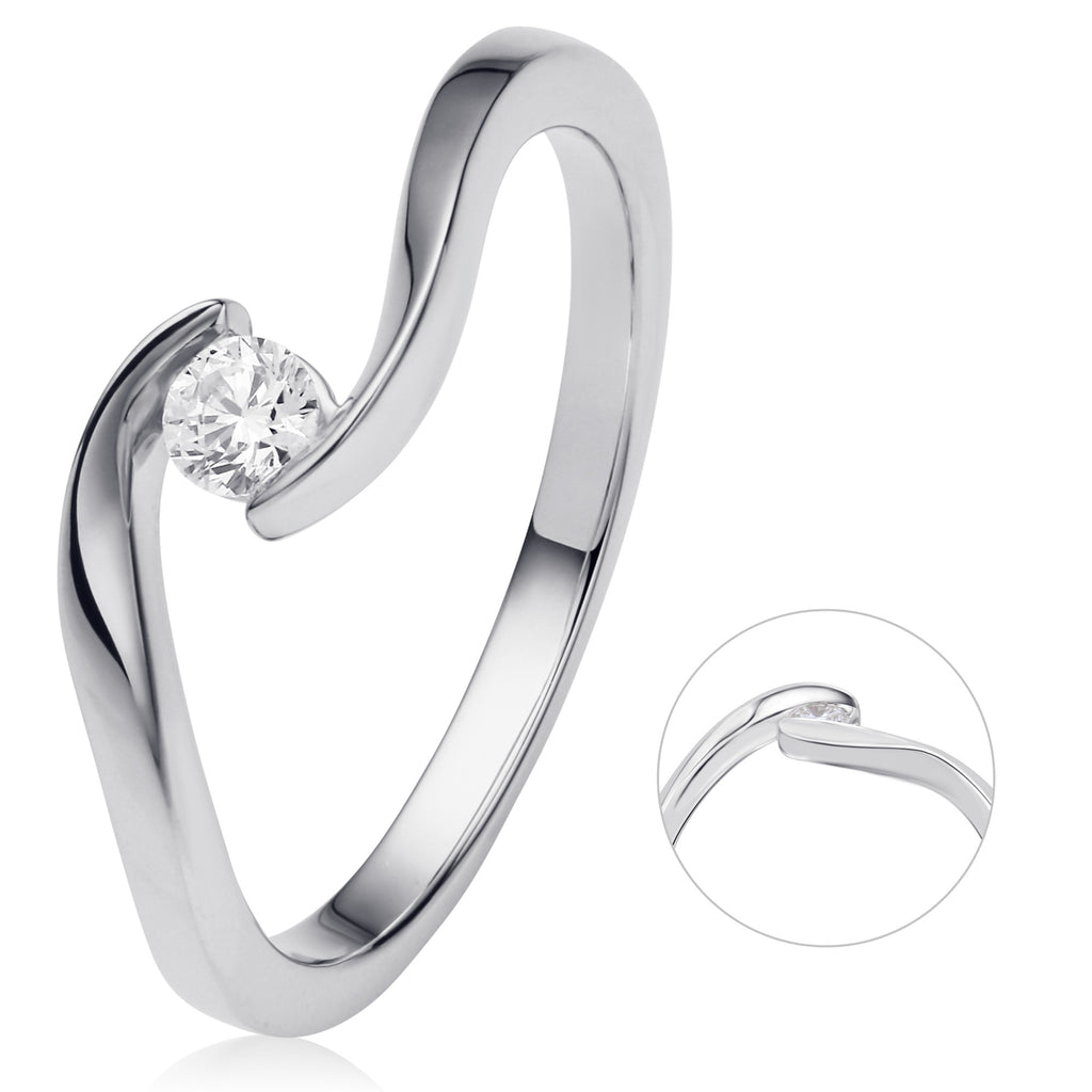 0,10 ct Diamant Brillant Spannfassung Ring aus 750er Weißgold von ONE ELEMENT – Bild 1