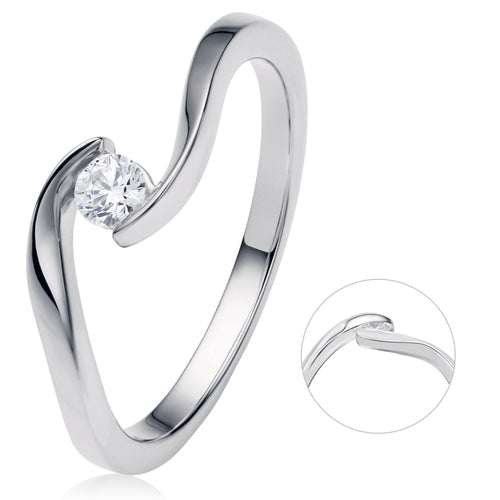 0,15 ct Diamant Brillant Spannfassung Ring aus 585er Weißgold von ONE ELEMENT – Bild 1