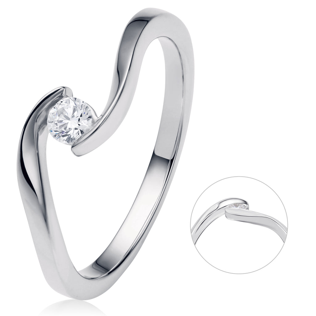 0,15 ct Diamant Brillant Spannfassung Ring aus 750er Weißgold von ONE ELEMENT – Bild 1