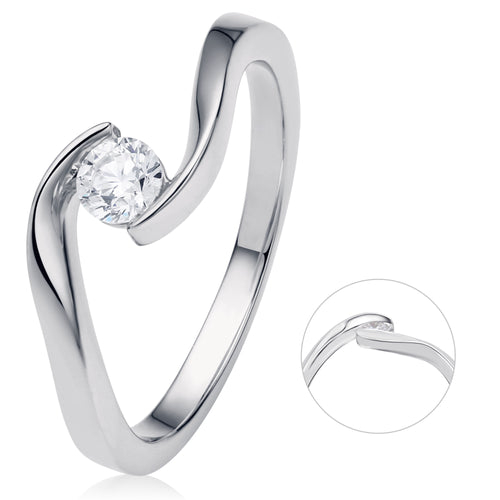 0,25 ct Diamant Brillant Spannfassung Ring aus 585er Weißgold von ONE ELEMENT – Bild 1