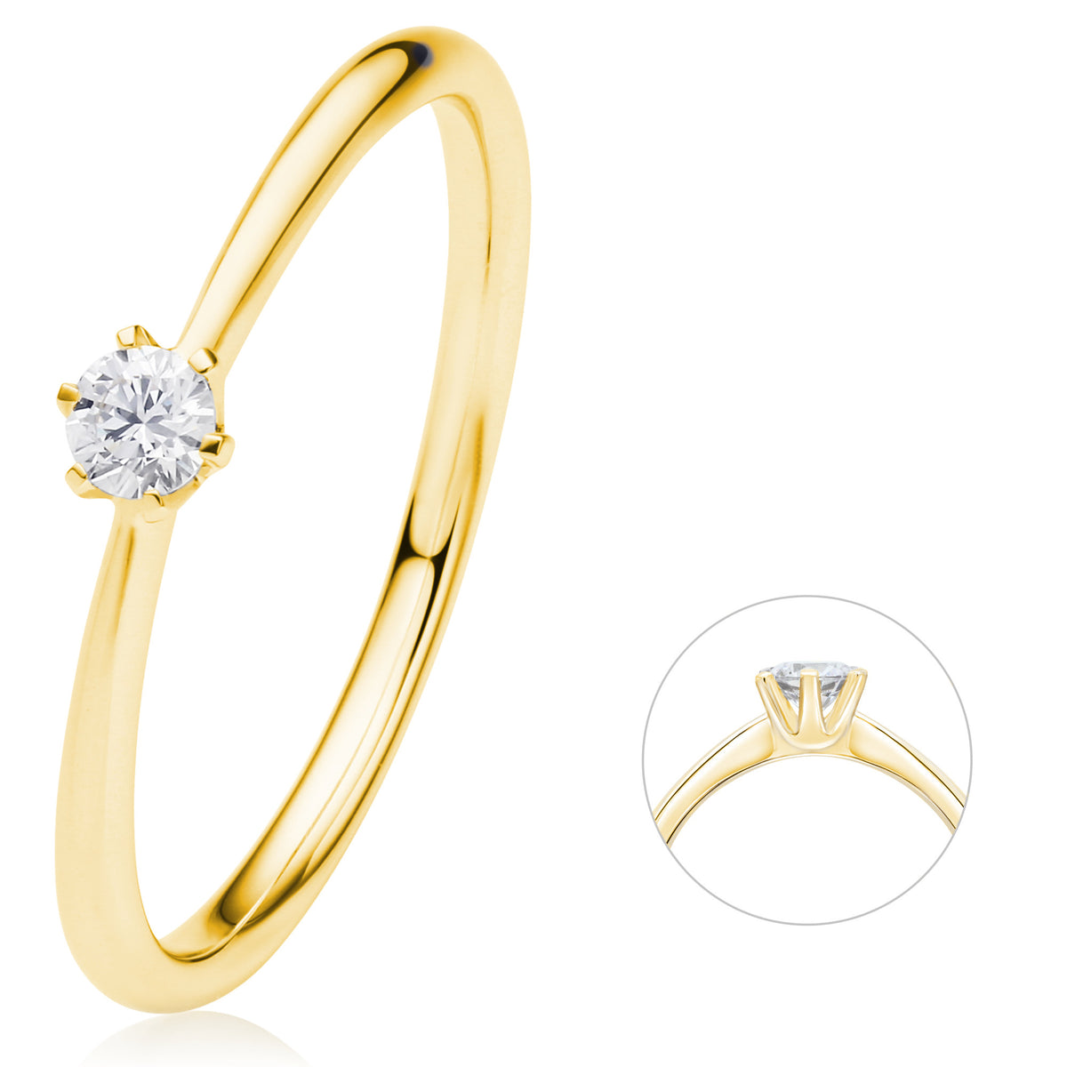 Diamantring aus 585er Gelbgold, 0,1 ct von ONE ELEMENT