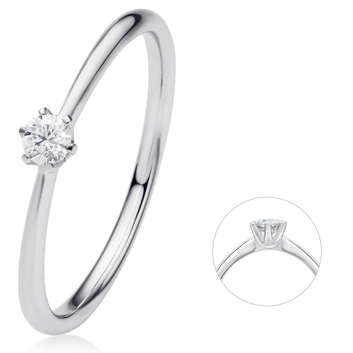 0.1 ct Diamant Brillant Ring aus 585er Weißgold von ONE ELEMENT – Bild 1
