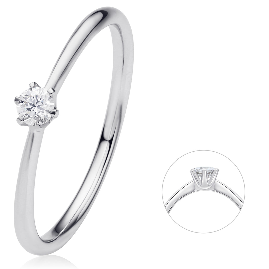 0.1 ct Diamant Brillant Ring aus 750er Weißgold von ONE ELEMENT – Bild 1