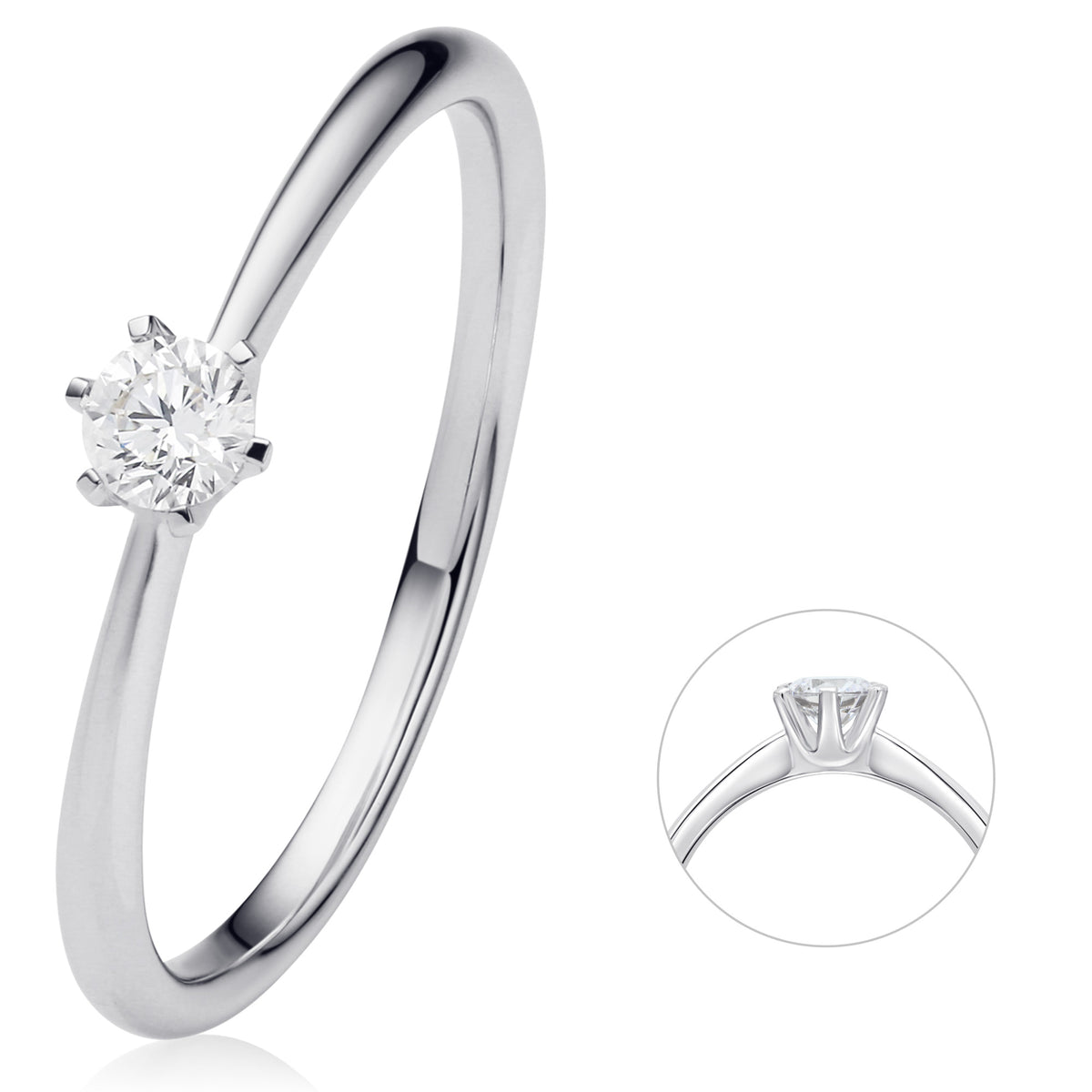 0.15 ct Diamant Brillant Ring aus 585er Weißgold von ONE ELEMENT – Bild 1