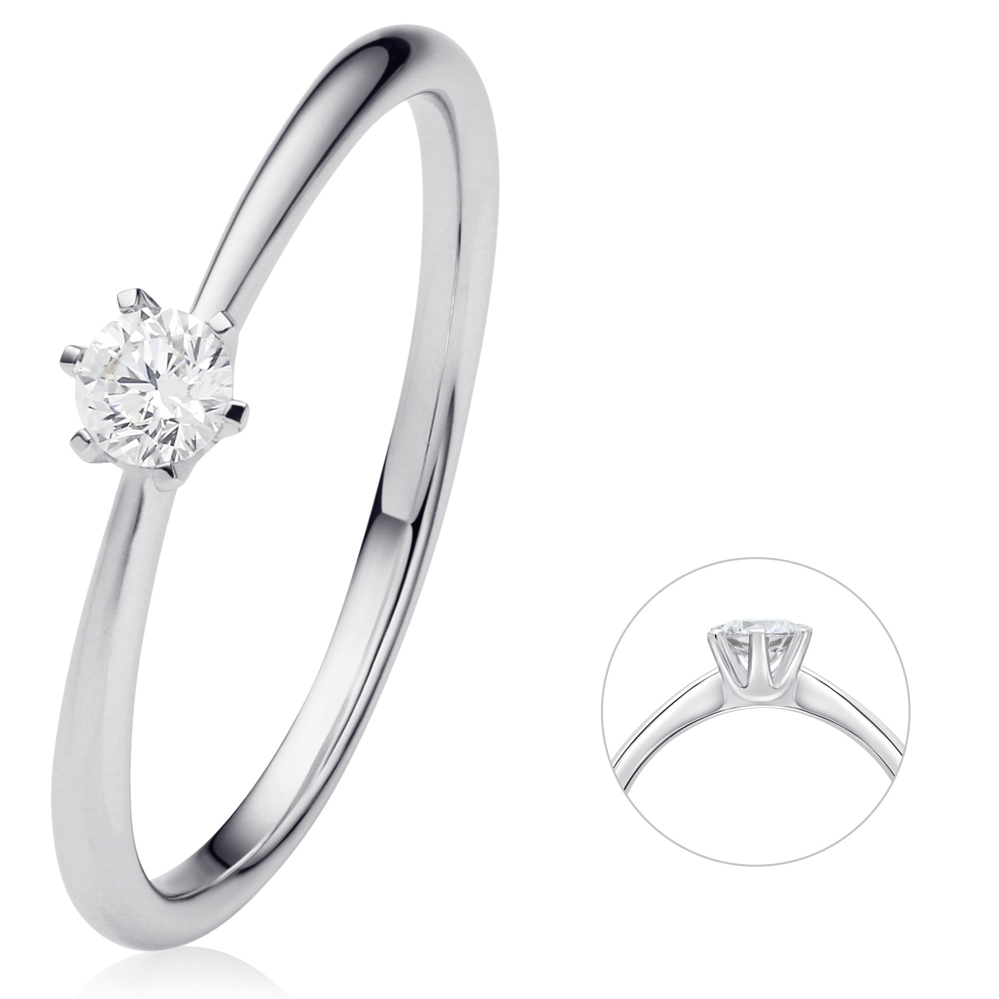 0.15 ct Diamant Brillant Ring aus 750er Weißgold von ONE ELEMENT – Bild 1