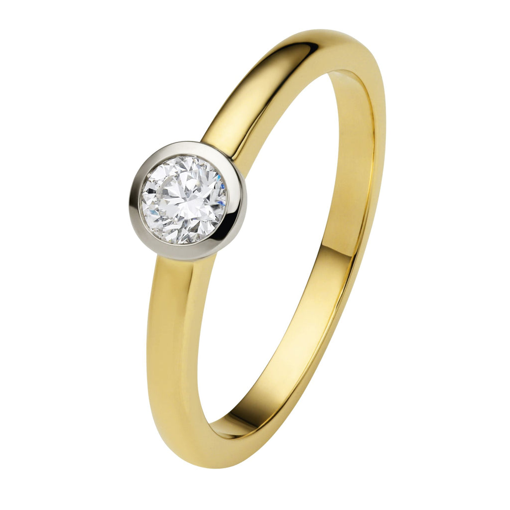 Diamantring mit Zargenfassung aus 585er Gelbgold, 0,2 ct von ONE ELEMENT