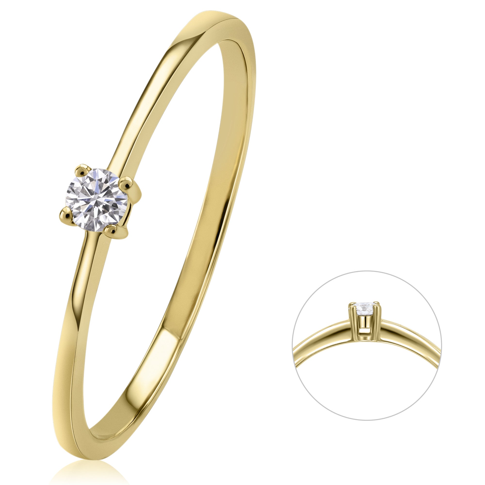 0,07 ct Diamant Brillant Ring aus 585er Gelbgold von ONE ELEMENT – Bild 1