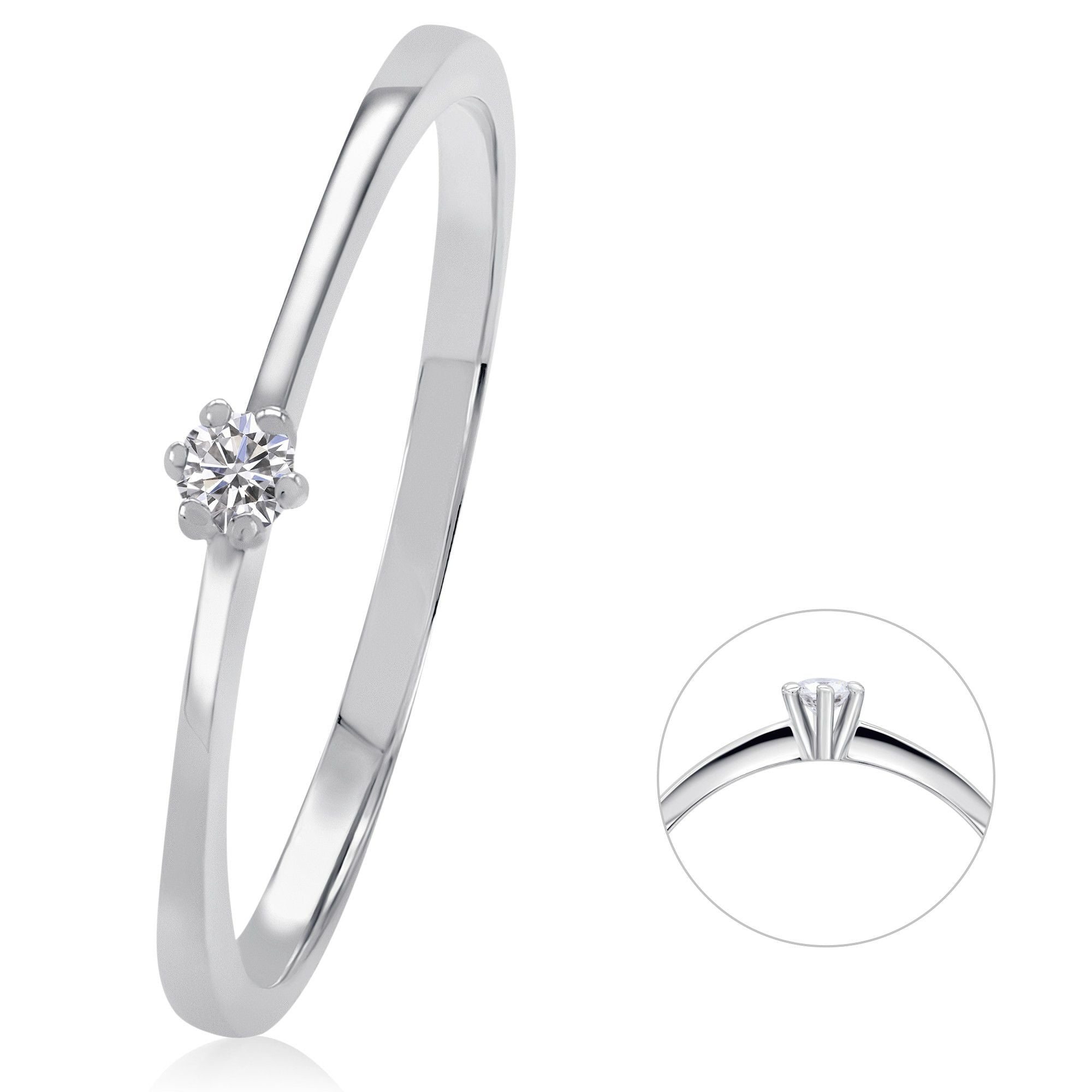 0,03 ct Diamant Brillant Ring aus 585er Weißgold von ONE ELEMENT – Bild 1