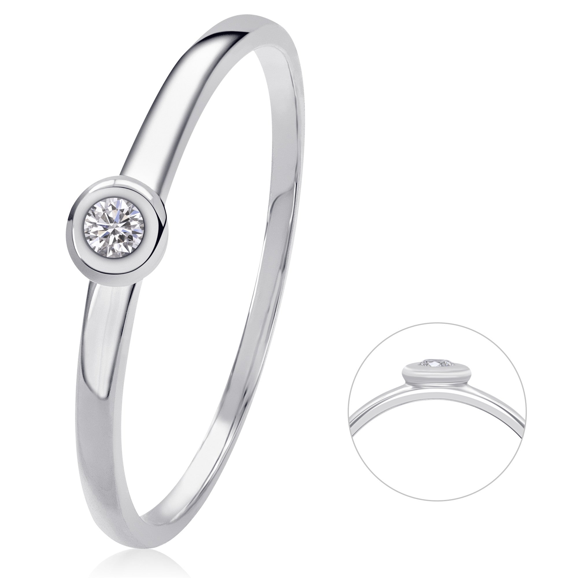0,03 ct Diamant Brillant Ring aus 585er Weißgold von ONE ELEMENT – Bild 1