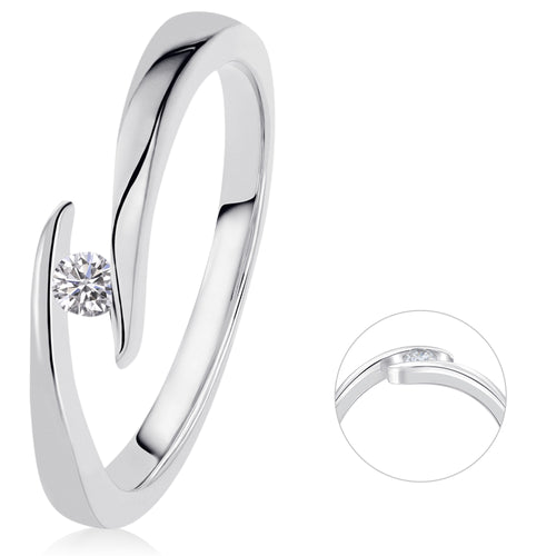 0,05 ct Diamant Brillant Spannfassung Ring aus 585er Weißgold von ONE ELEMENT – Bild 1