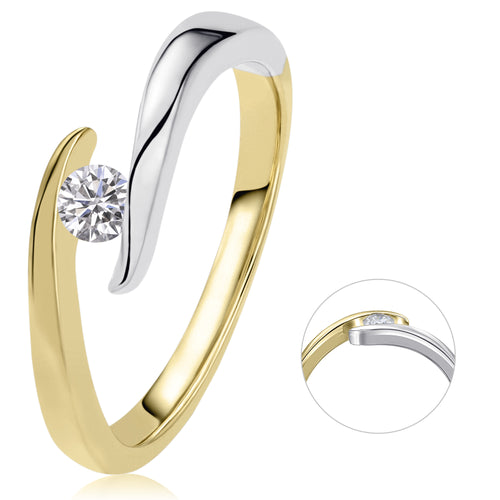 0,10 ct Diamant Brillant Spannfassung Ring aus 585er Gelbgold von ONE ELEMENT – Bild 1