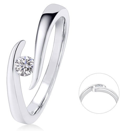 0,10 ct Diamant Brillant Spannfassung Ring aus 585er Weißgold von ONE ELEMENT – Bild 1