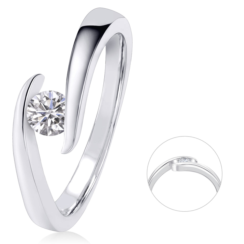0,20 ct Diamant Brillant Spannfassung Ring aus 585er Weißgold von ONE ELEMENT – Bild 1
