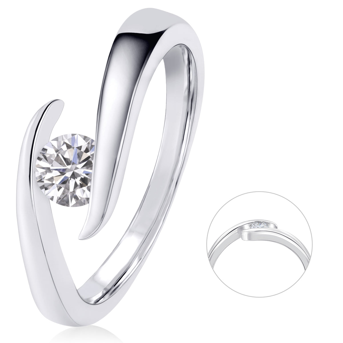 Diamantring in Spannfassung aus 585er Weißgold, 0,25 ct von ONE ELEMENT