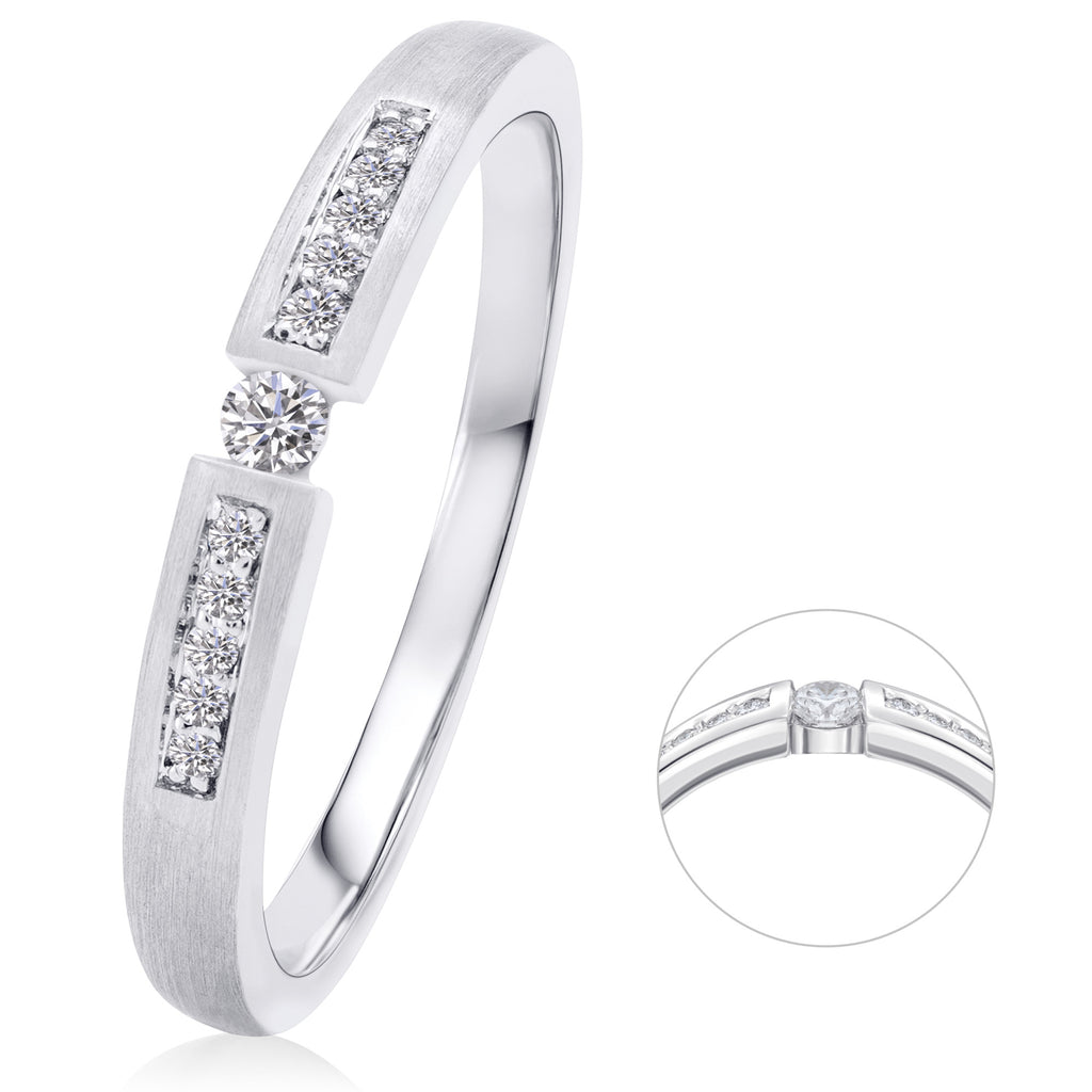 0,07 ct Diamant Brillant Memoire mit Center Ring aus 585er Weißgold von ONE ELEMENT – Bild 1