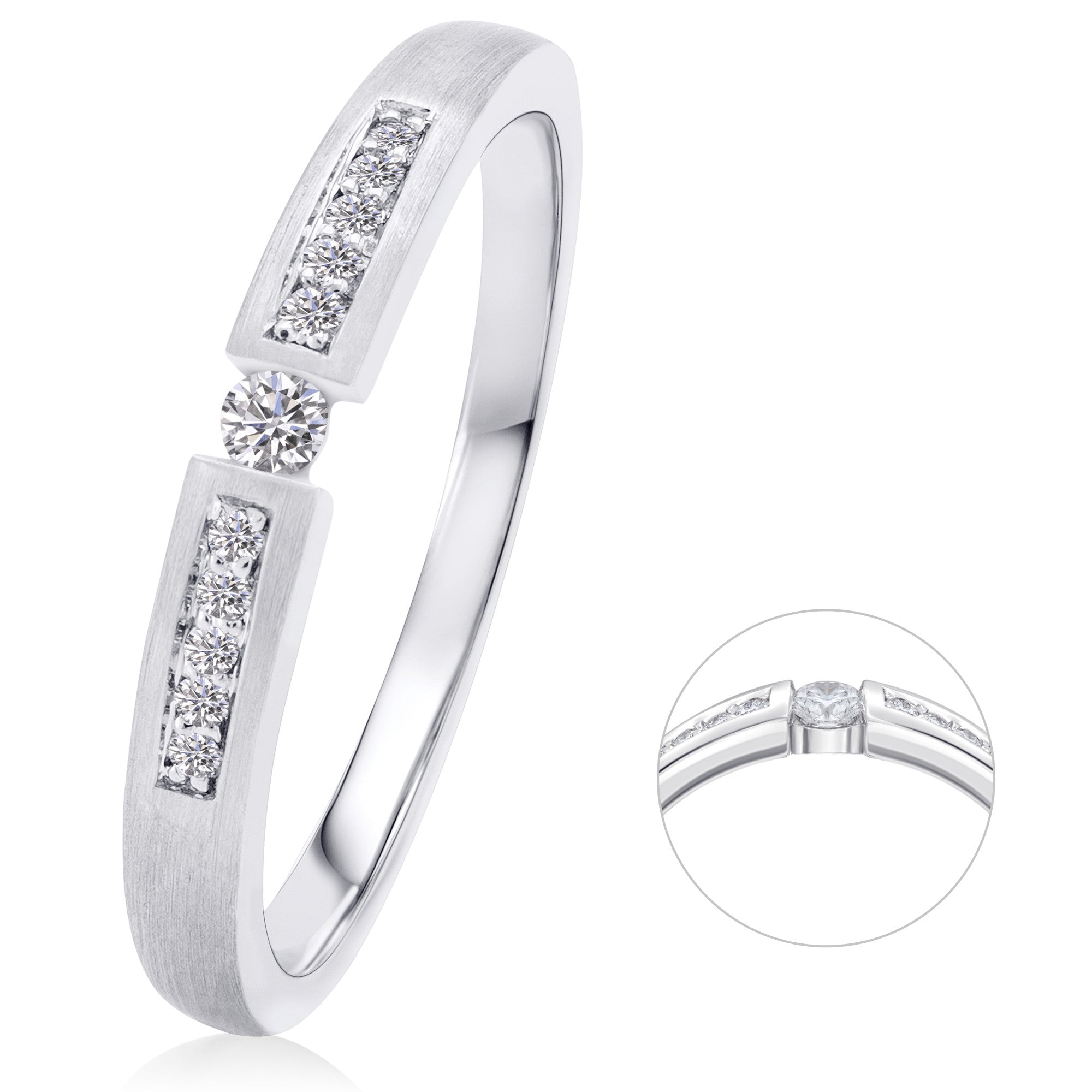 0,07 ct Diamant Brillant Memoire mit Center Ring aus 585er Weißgold von ONE ELEMENT – Bild 1