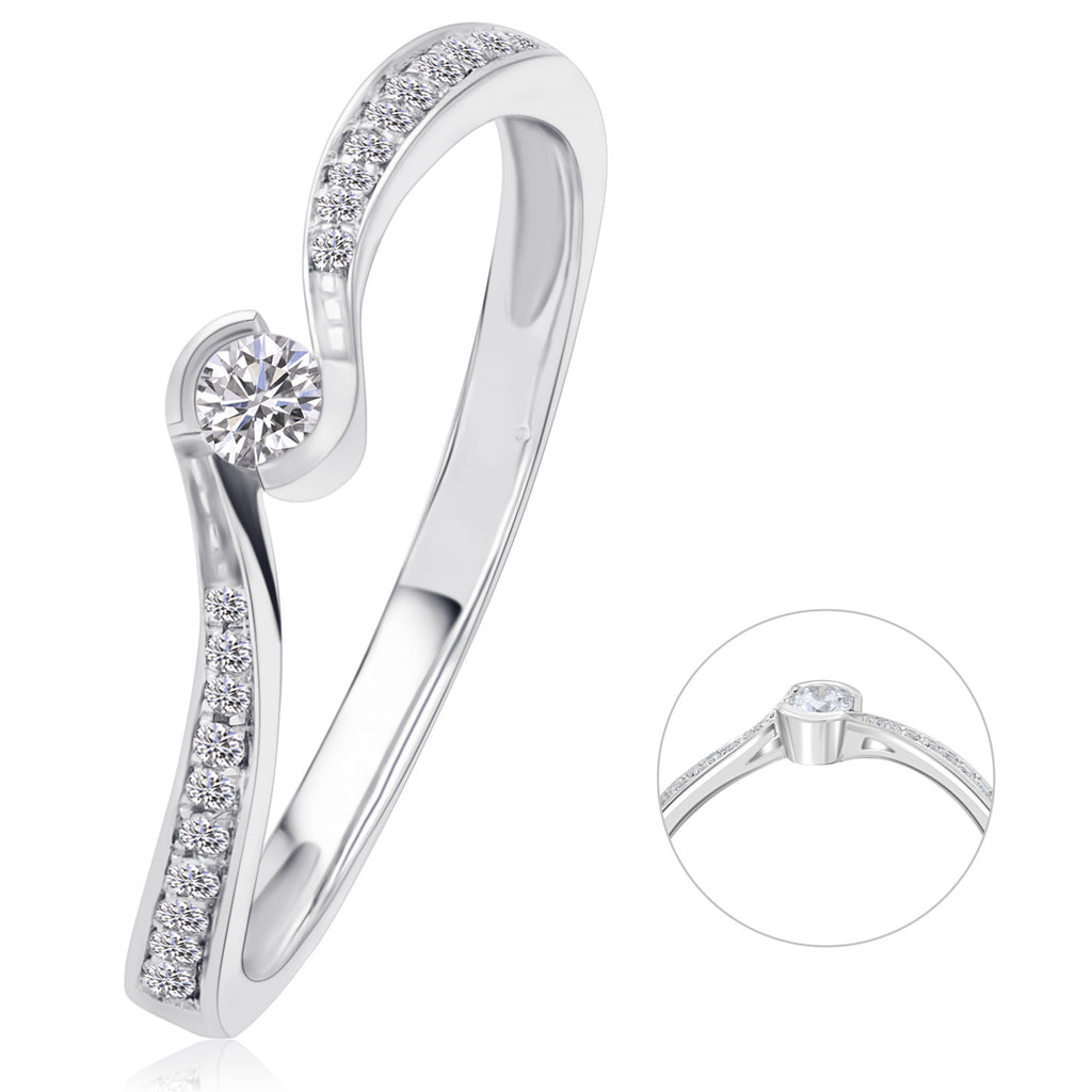 0,10 ct Diamant Brillant Memoire mit Center Ring aus 585er Weißgold von ONE ELEMENT – Bild 1