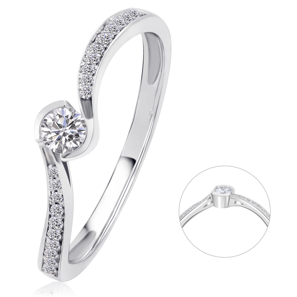 0,16 ct Diamant Brillant Memoire mit Center Ring aus 585er Weißgold von ONE ELEMENT – Bild 1