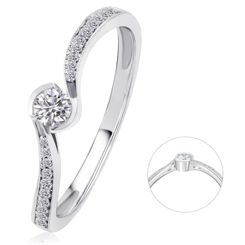 0,16 ct Diamant Brillant Memoire mit Center Ring aus 585er Weißgold von ONE ELEMENT – Bild 1