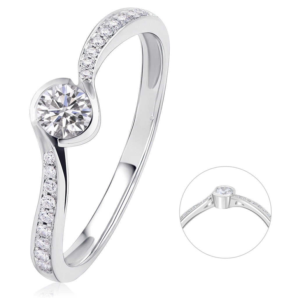 0,20 ct Diamant Brillant Memoire mit Center Ring aus 585er Weißgold von ONE ELEMENT – Bild 1