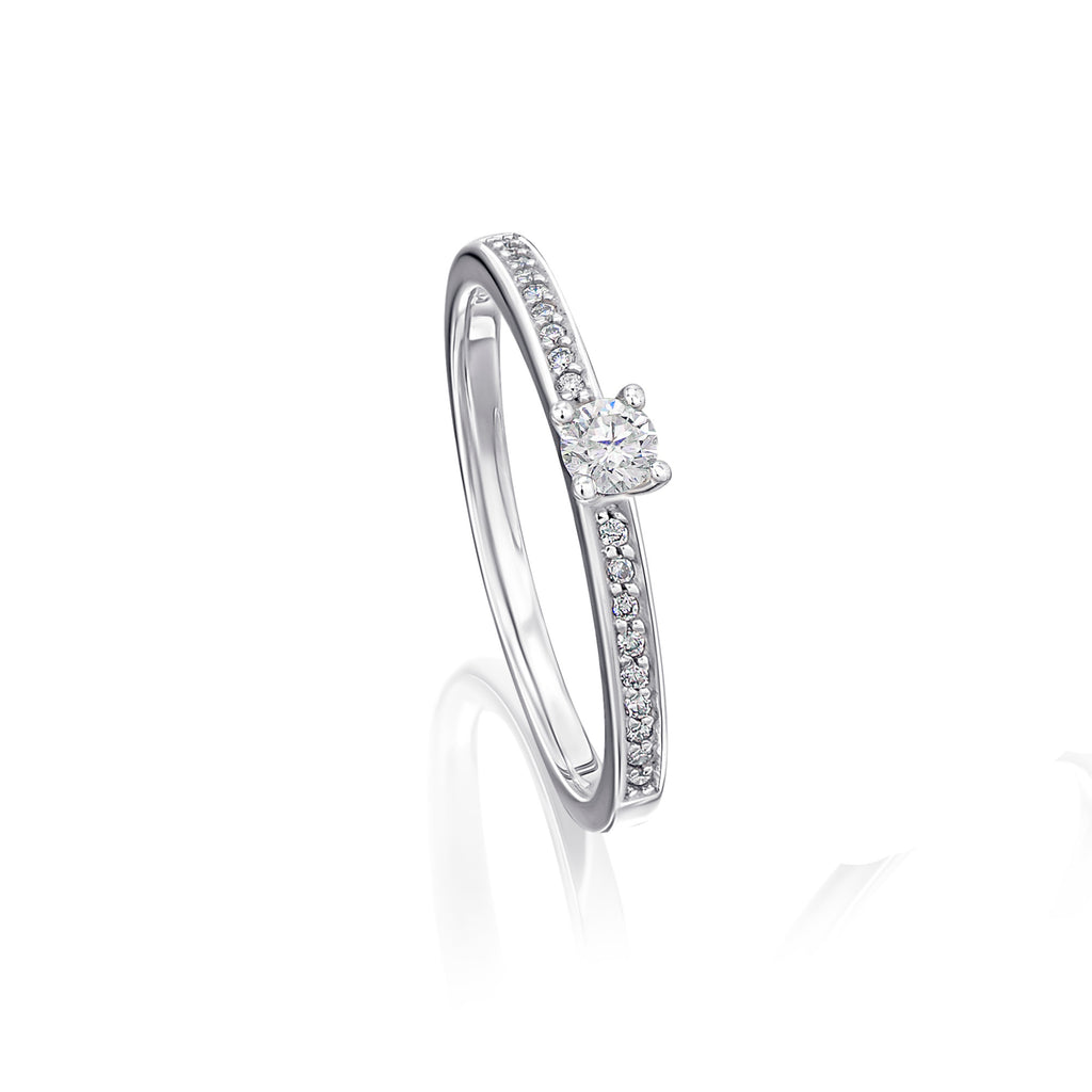0,20 ct Diamant Brillant Memoire mit Center Ring aus 585er Weißgold von ONE ELEMENT – Bild 1