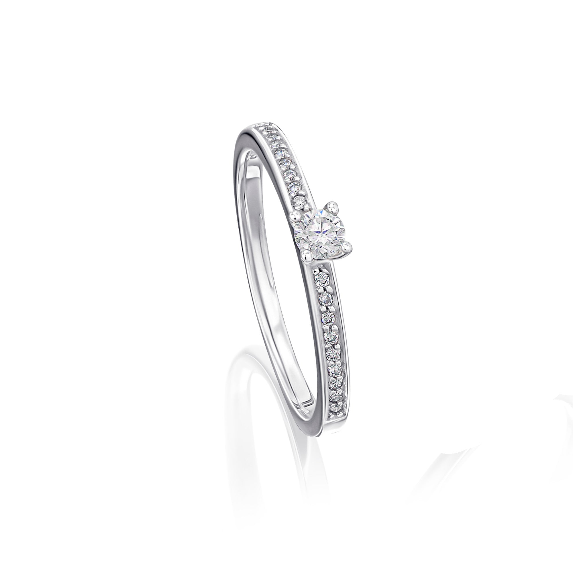 0,20 ct Diamant Brillant Memoire mit Center Ring aus 585er Weißgold von ONE ELEMENT – Bild 1