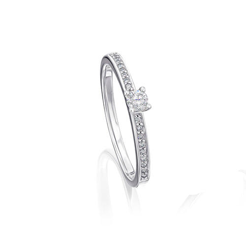 0,20 ct Diamant Brillant Memoire mit Center Ring aus 585er Weißgold von ONE ELEMENT – Bild 1