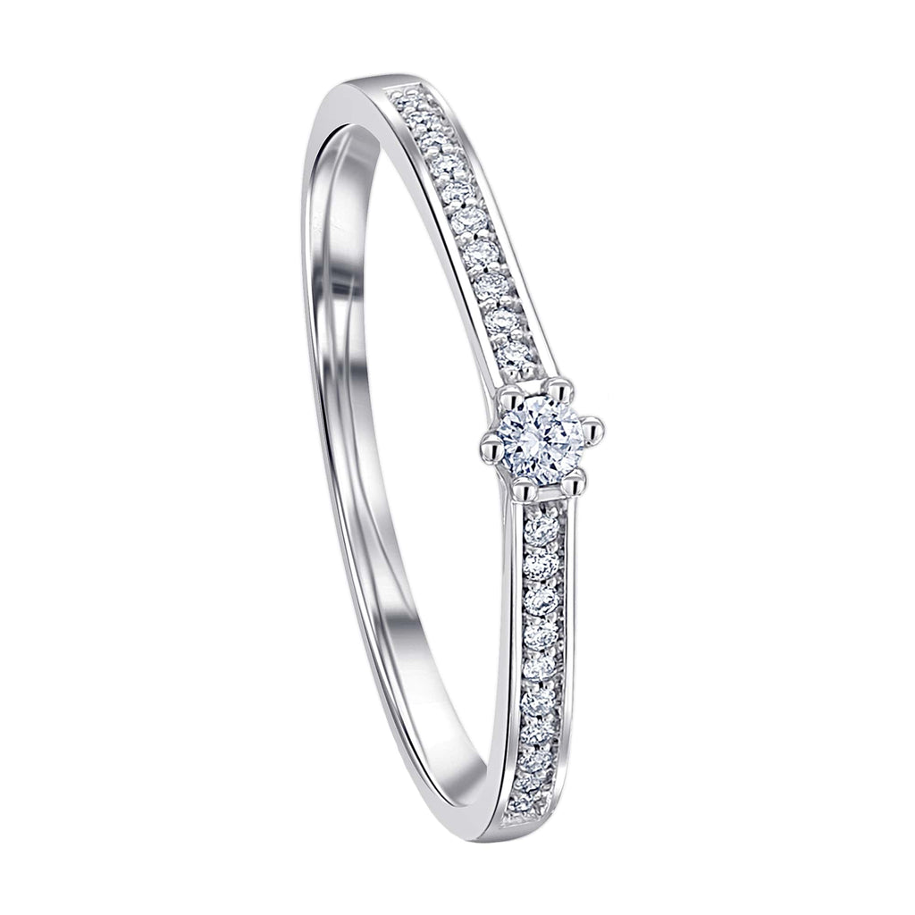 0.1 ct Diamant Brillant Memoire mit Center Ring aus 585er Weißgold von ONE ELEMENT – Bild 1