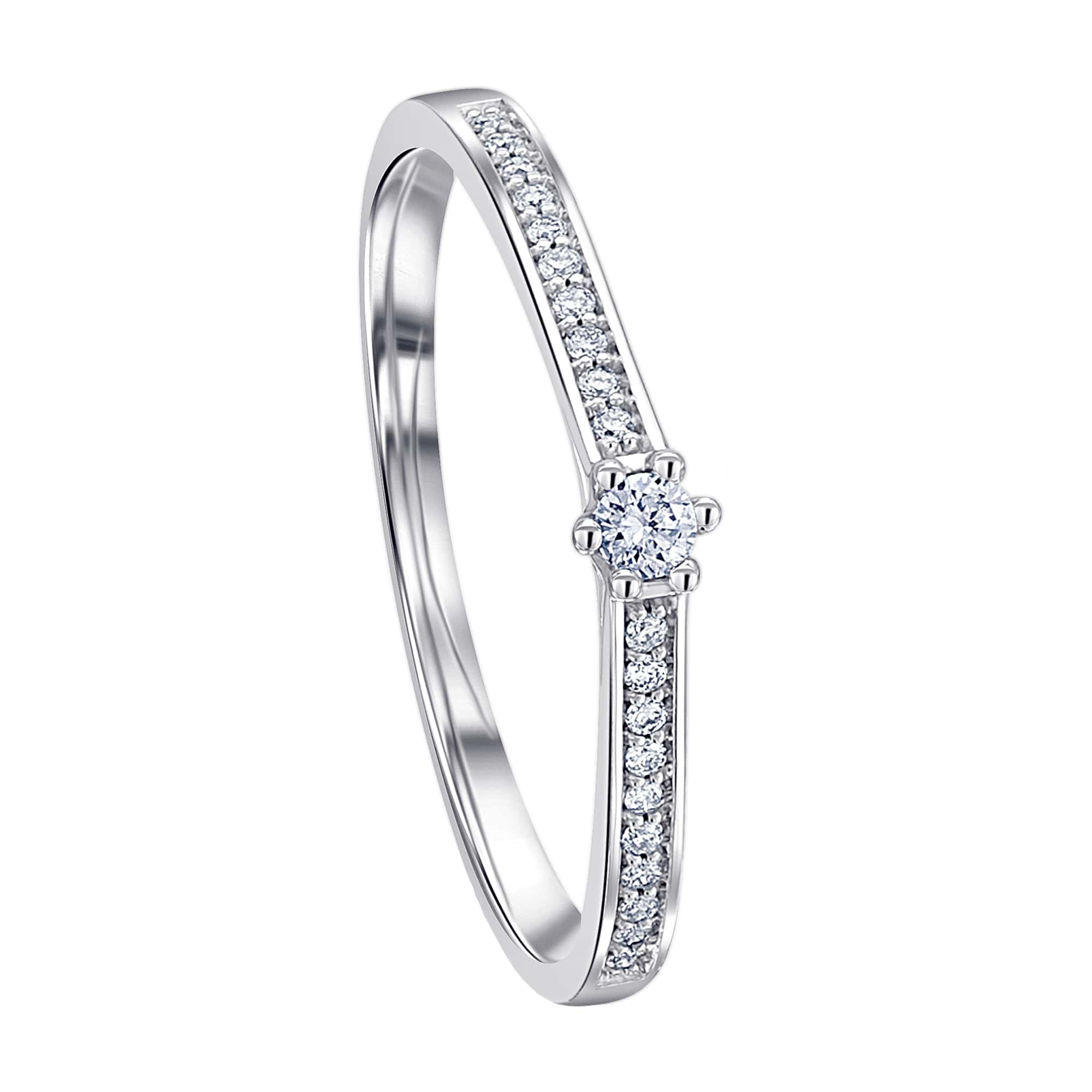 0.1 ct Diamant Brillant Memoire mit Center Ring aus 585er Weißgold von ONE ELEMENT – Bild 1