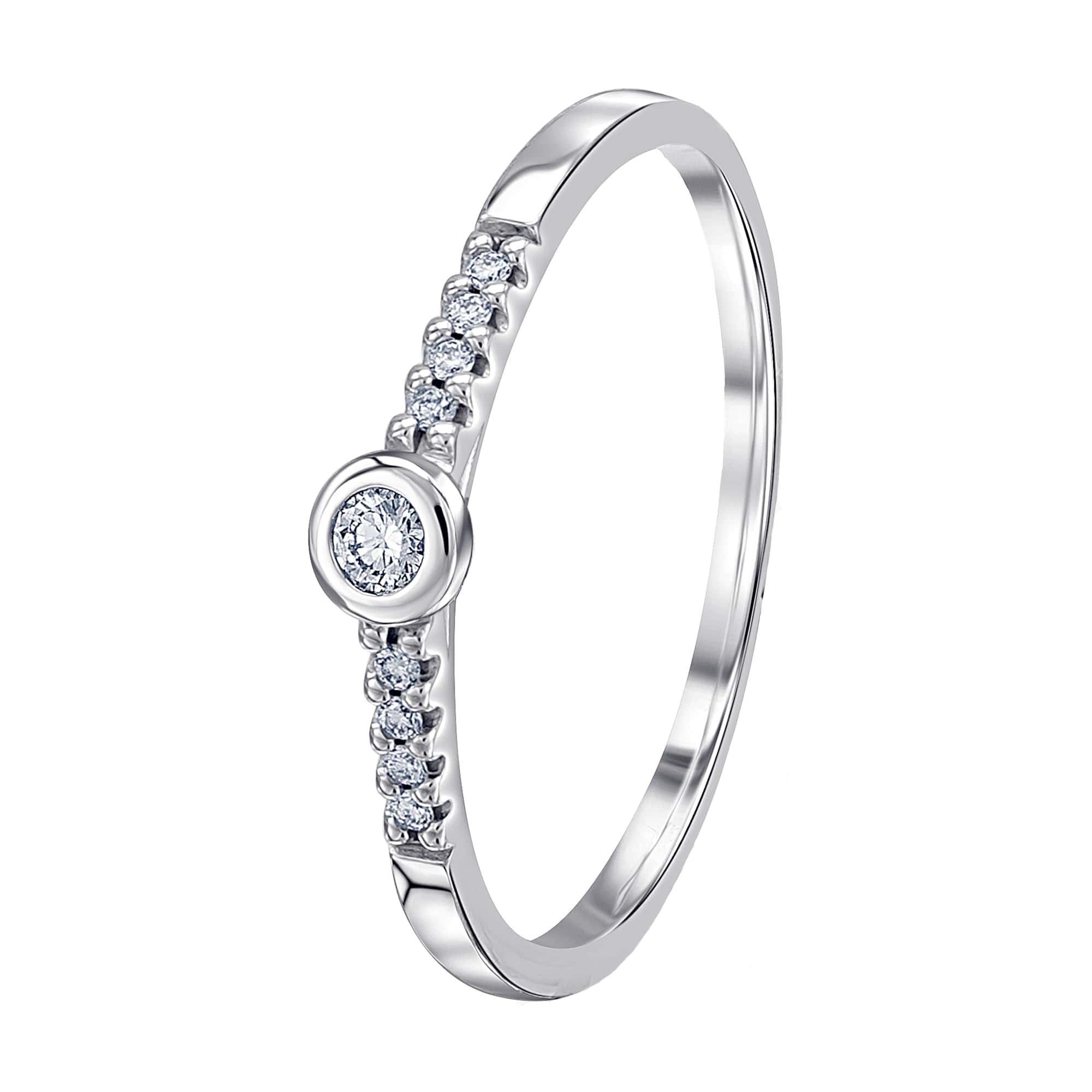 0.1 ct Diamant Brillant Memoire mit Center Ring aus 585er Weißgold von ONE ELEMENT – Bild 1