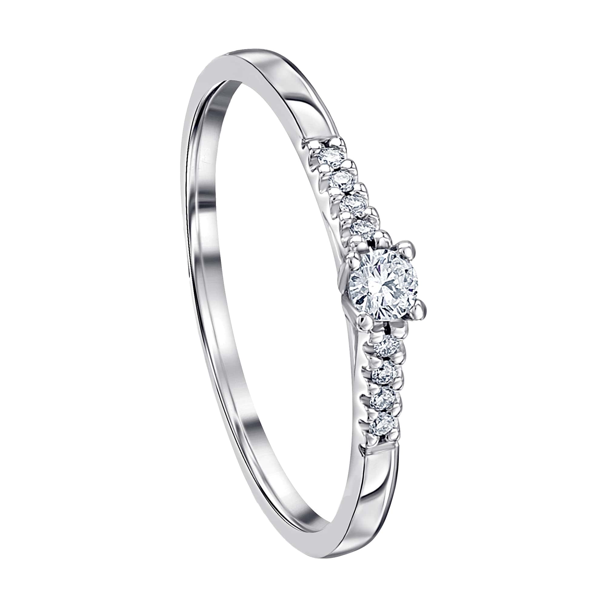 0.1 ct Diamant Brillant Memoire mit Center Ring aus 585er Weißgold von ONE ELEMENT – Bild 1