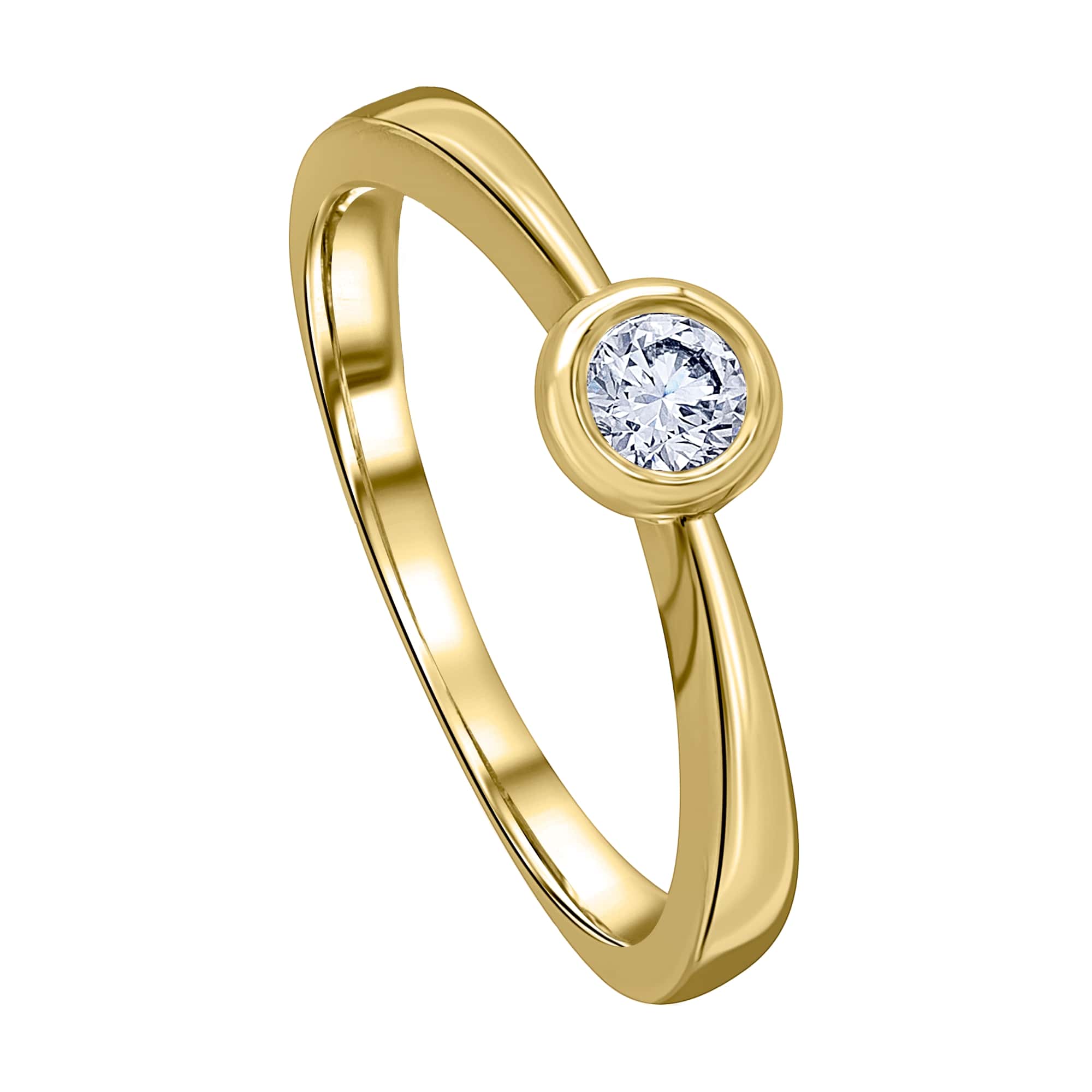 0.2 ct Diamant Brillant Zarge Ring aus 585er Gelbgold von ONE ELEMENT – Bild 1
