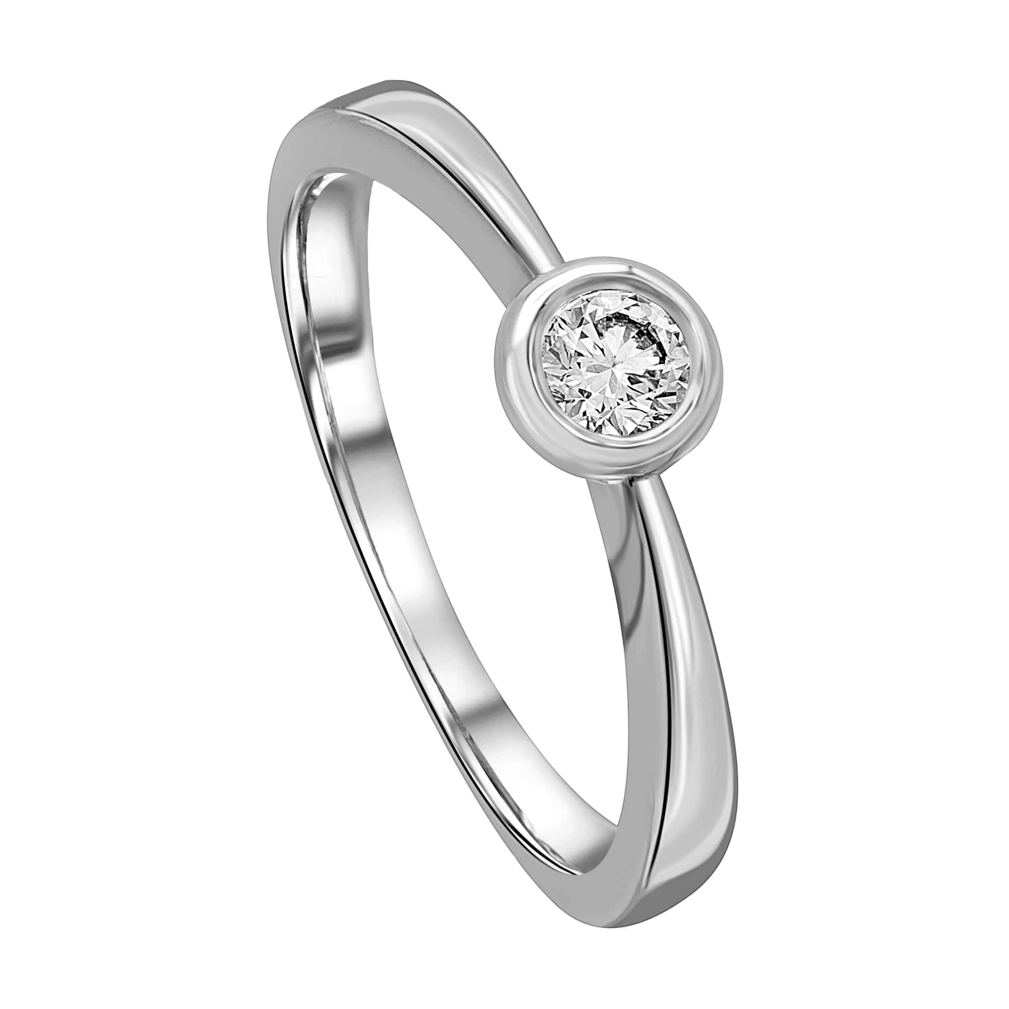 0.15 ct Diamant Brillant Zarge Ring aus 585er Weißgold von ONE ELEMENT – Bild 1