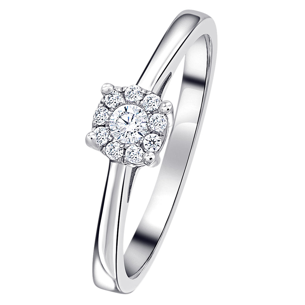 0,15 ct Diamant Brillant Invisible Ring aus 585er Weißgold von ONE ELEMENT – Bild 1