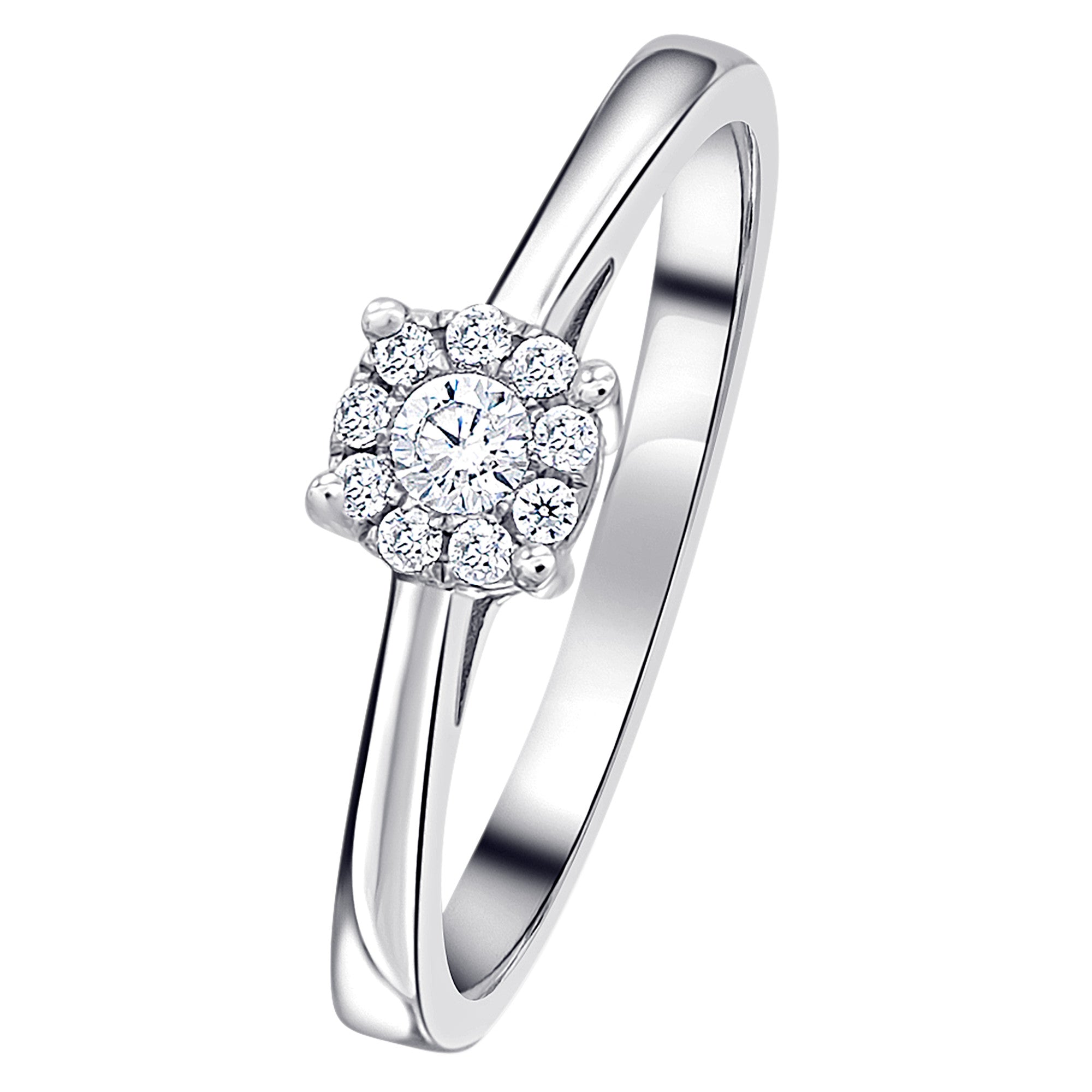0,15 ct Diamant Brillant Invisible Ring aus 585er Weißgold von ONE ELEMENT – Bild 1