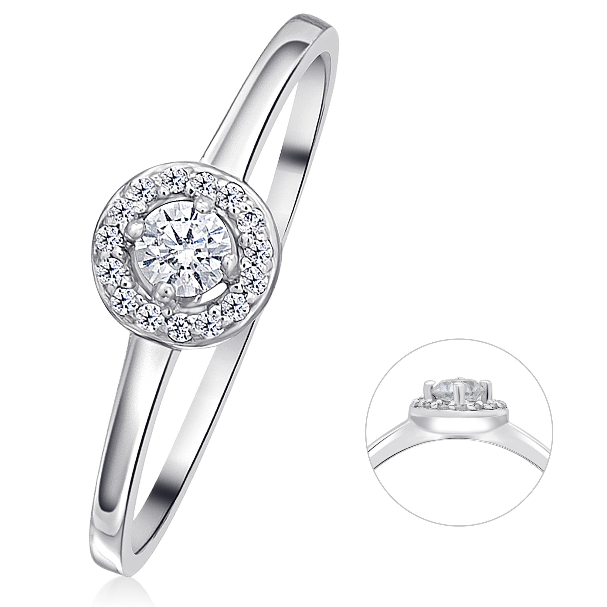 0,15 ct Diamant Brillant Invisible Ring aus 585er Weißgold von ONE ELEMENT – Bild 1