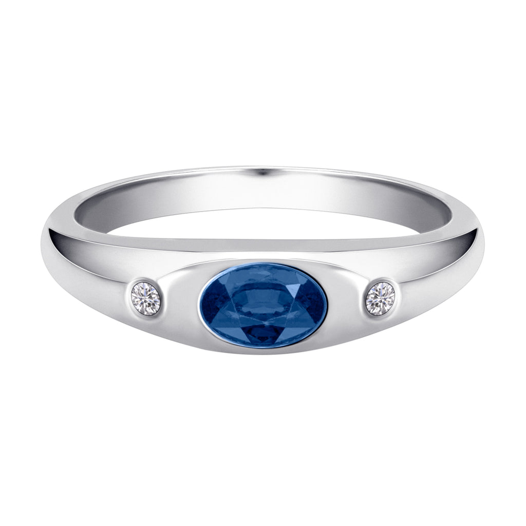 0,03 ct Diamant Brillant Safir Ring aus 585er Weißgold von ONE ELEMENT – Bild 2