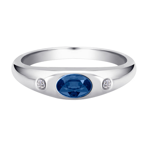 0,03 ct Diamant Brillant Safir Ring aus 585er Weißgold von ONE ELEMENT – Bild 2