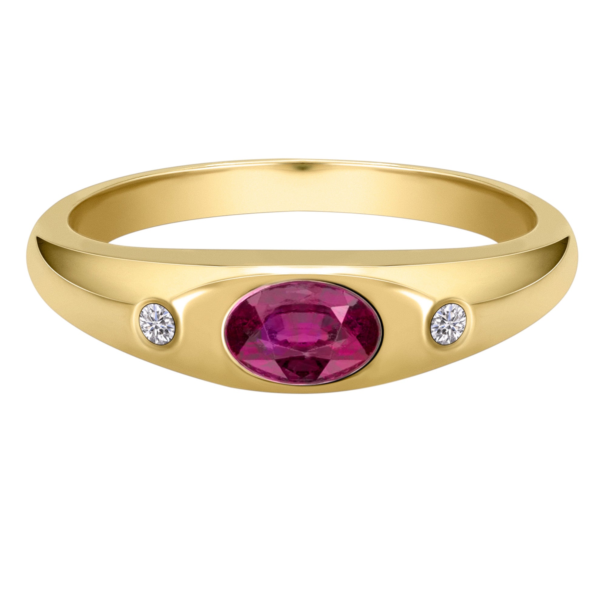 0,03 ct Diamant Brillant Rubin Ring aus 585er Gelbgold von ONE ELEMENT – Bild 2