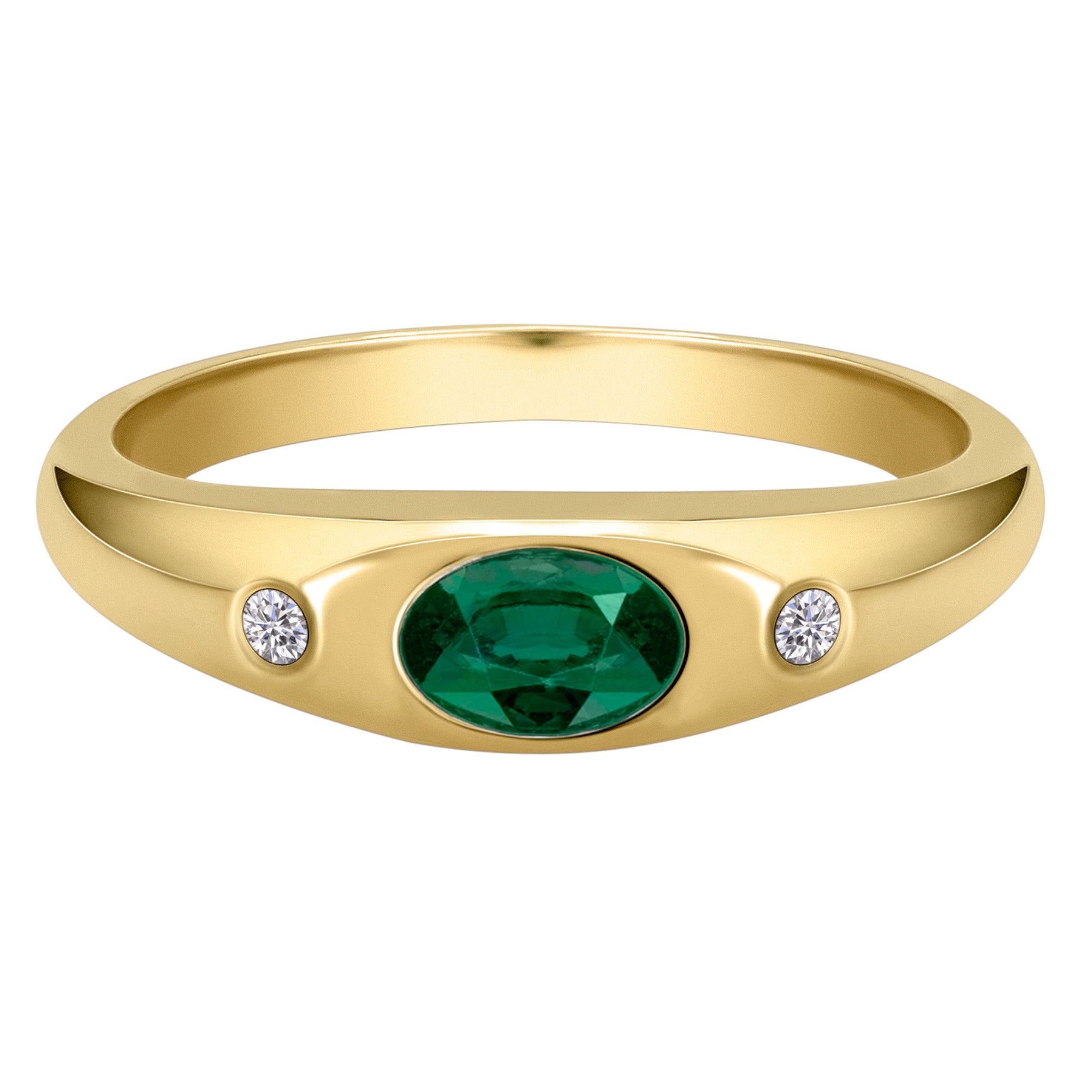 0,03 ct Diamant Brillant Smaragd Ring aus 585er Gelbgold von ONE ELEMENT – Bild 2