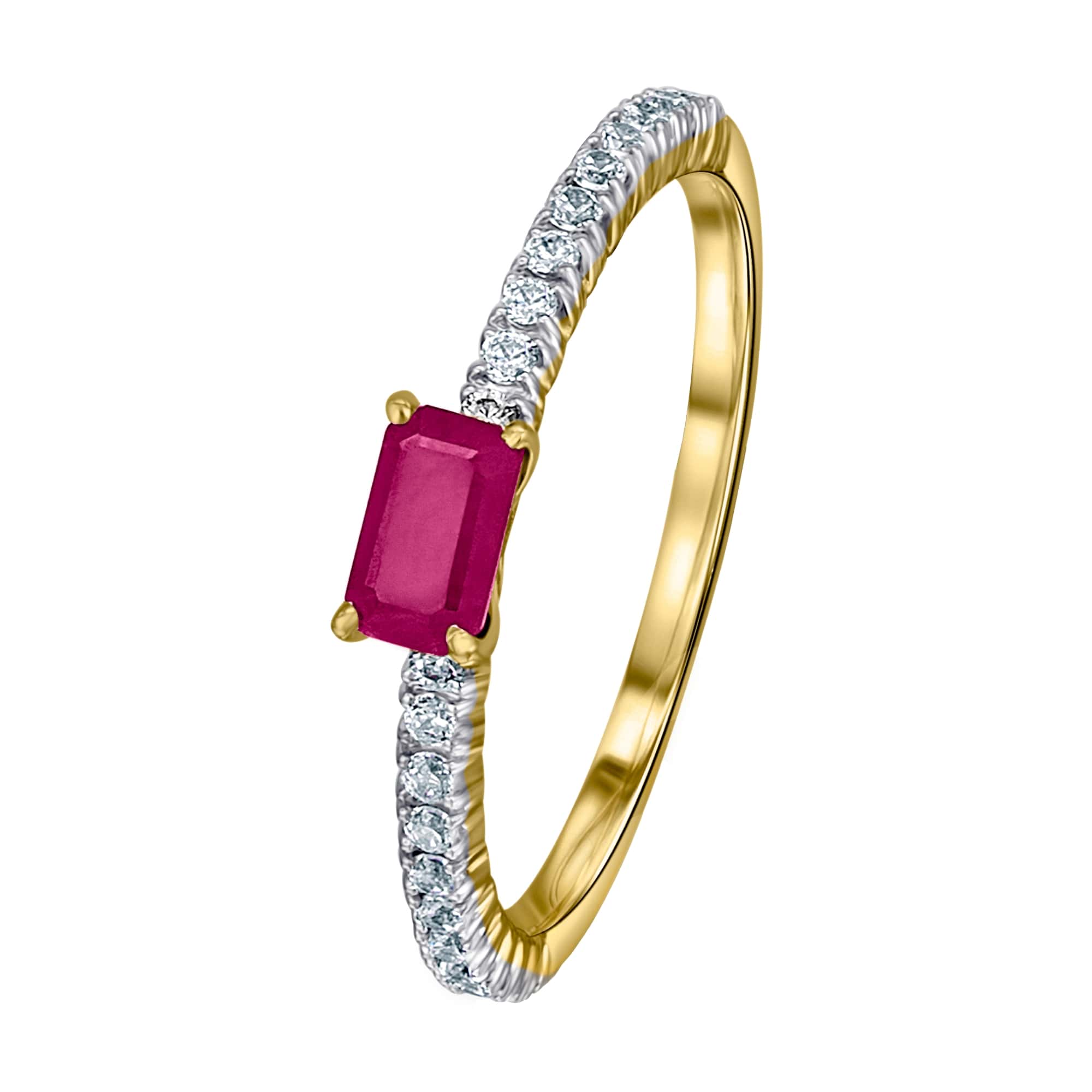 0,18 ct Diamant Brillant Rubin Ring aus 585er Gelbgold von ONE ELEMENT – Bild 1