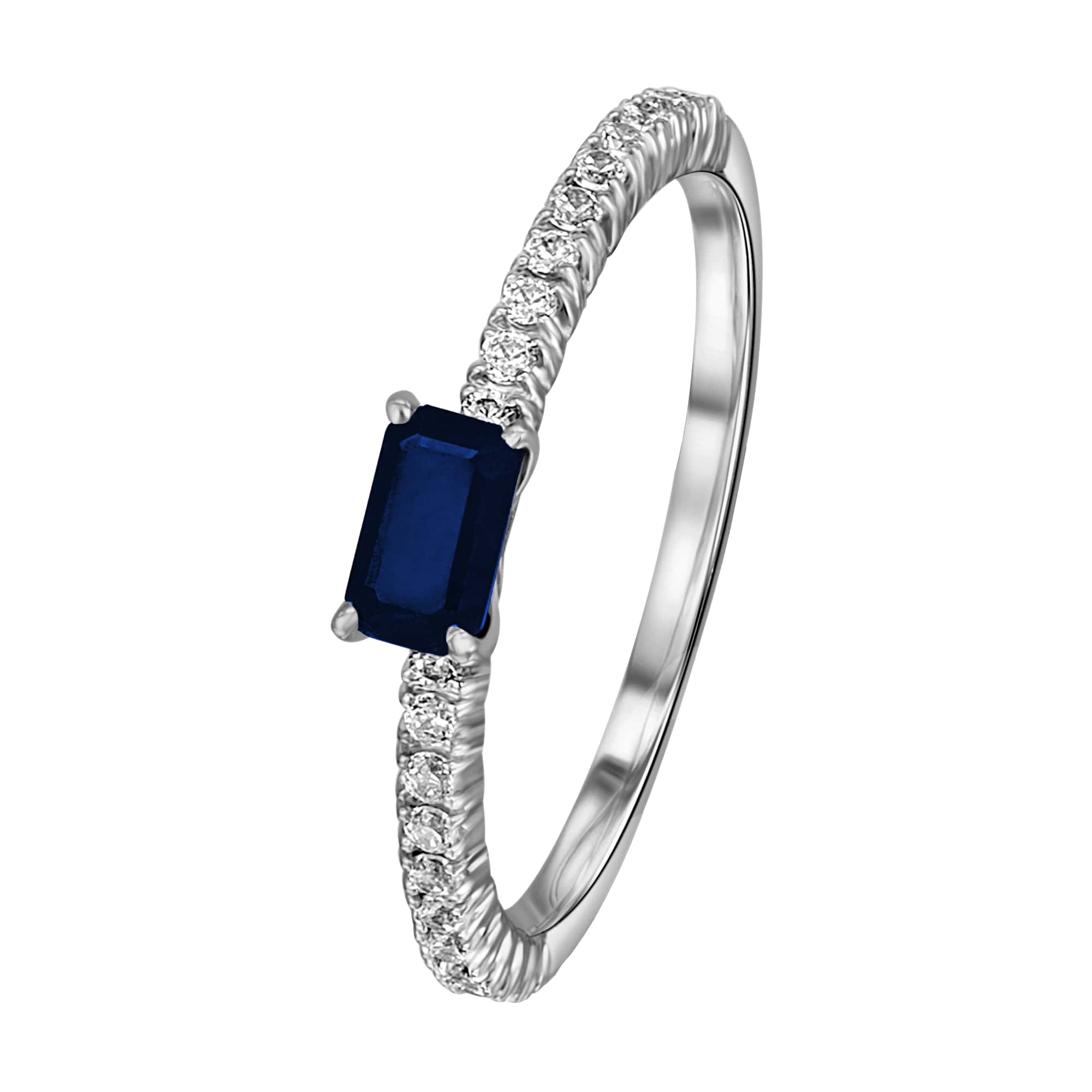 0,18 ct Diamant Brillant Safir Ring aus 585er Weißgold von ONE ELEMENT – Bild 1