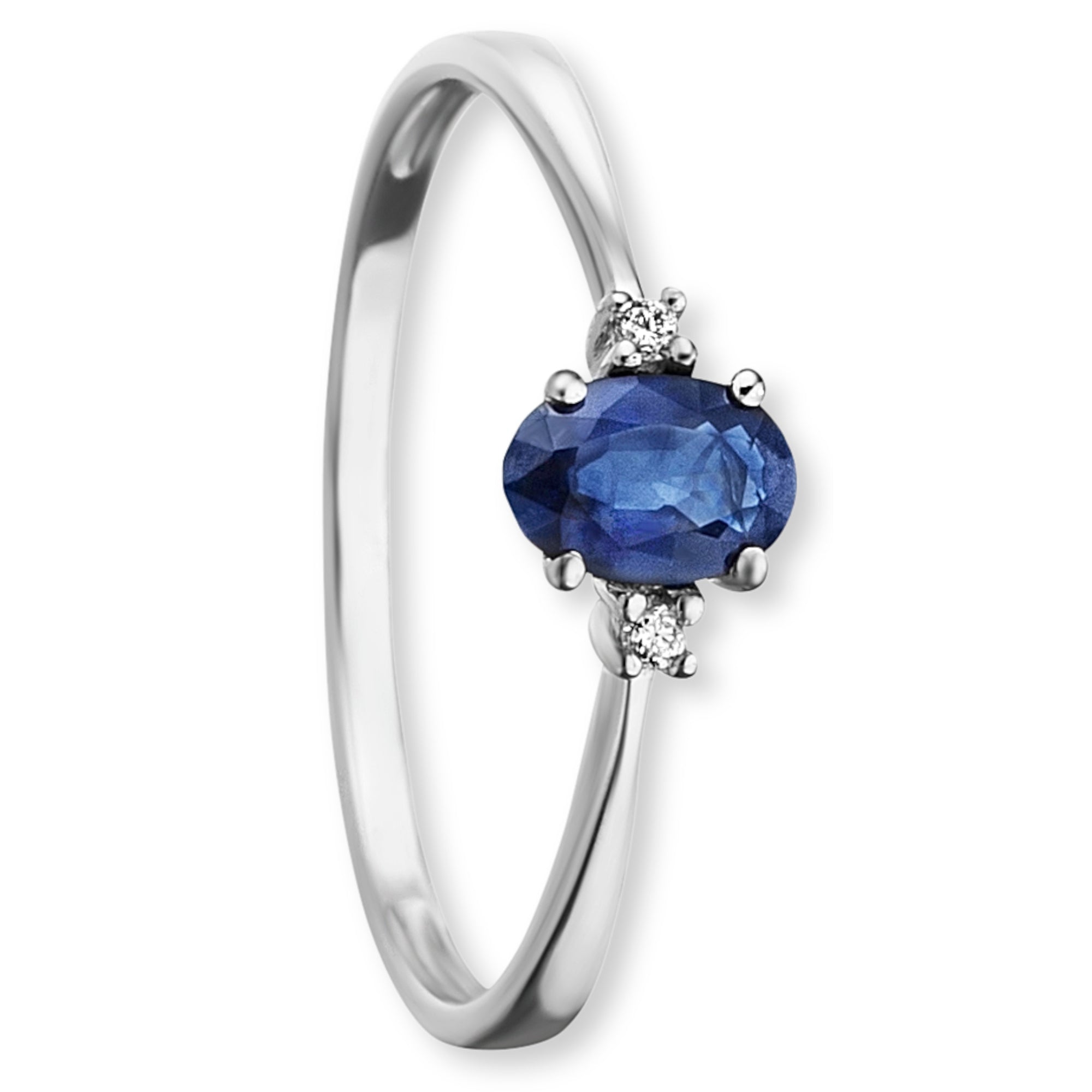 0.02 ct Diamant Brillant Safir Ring aus 585er Weißgold von ONE ELEMENT – Bild 1