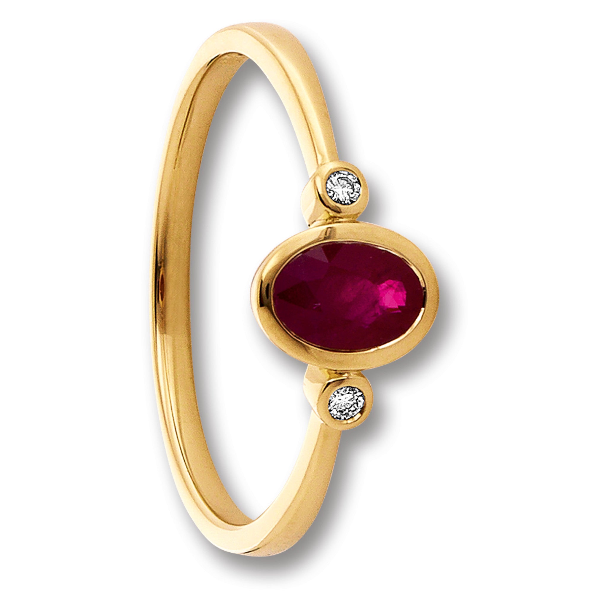 0.02 ct Diamant Brillant Rubin Ring aus 585er Gelbgold von ONE ELEMENT – Bild 1