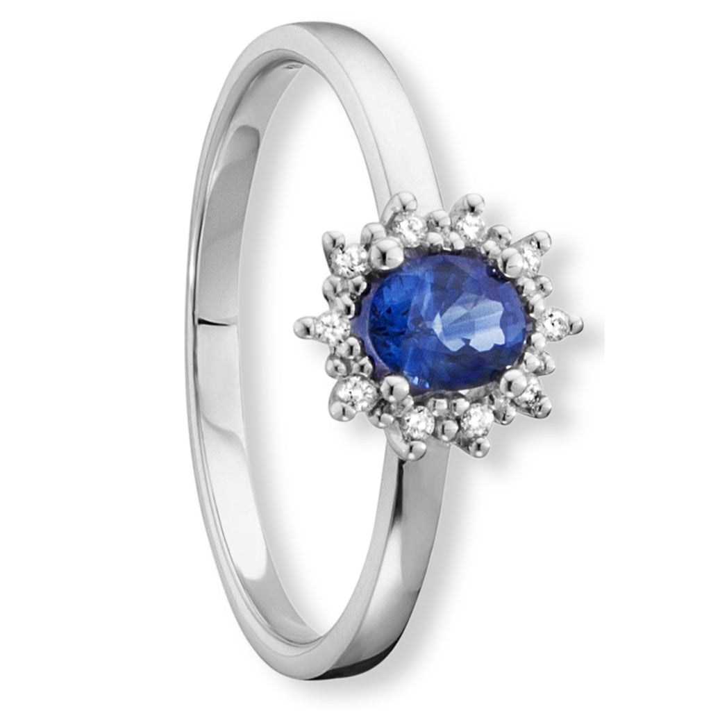 0.05 ct Diamant Brillant Safir Ring aus 585er Weißgold von ONE ELEMENT – Bild 1